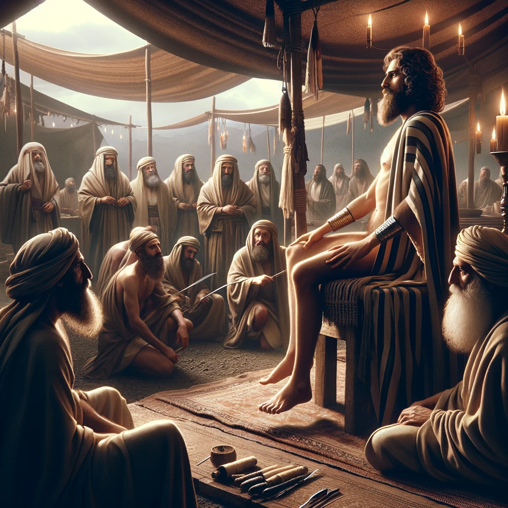 Ark.au Illustrated Bible - Genesis 17:23 - And Abraham took Ishmael his son, and all who were born in his house, and all who were bought with his money -- every male among the people of Abraham's house -- and circumcised the flesh of their foreskin on that same day, as God had said to him.