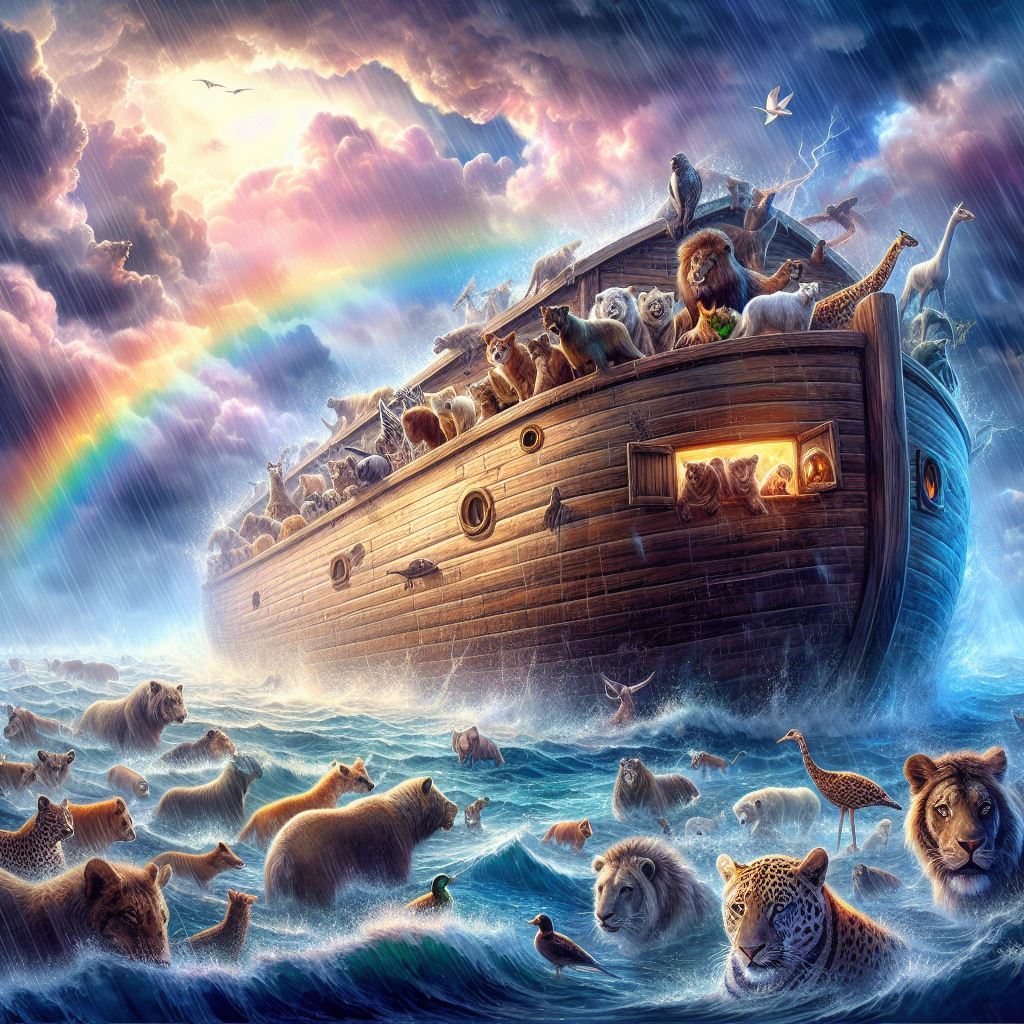 Ark.au Illustrated Bible - Genesis 7:22 - Everything on the dry land, in which was the breath of life, came to its end.