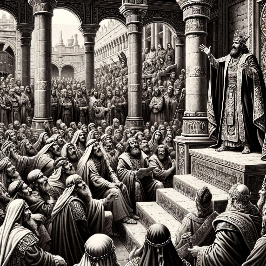 Ark.au Illustrated Bible - 2 Chronicles 1:2 - Then Solomon spoke to all Israel, to the captains of thousands and of hundreds, and to the judges, and to every governor in all Israel, the chief of the fathers.