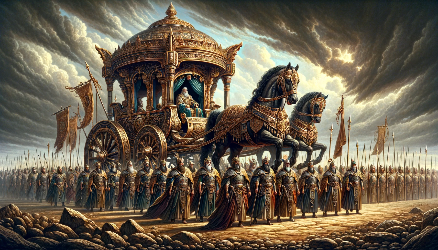 Ark.au Illustrated Bible - Song of Solomon 3:7 - Behold, it is Solomon's carriage! Sixty mighty men are around it, Of the mighty men of Israel.