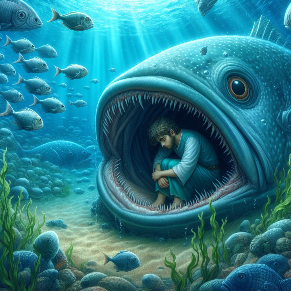 Ark.au Illustrated Bible - Jonah 2:1 - Then Jonah prayed unto Jehovah his God out of the fish's belly.