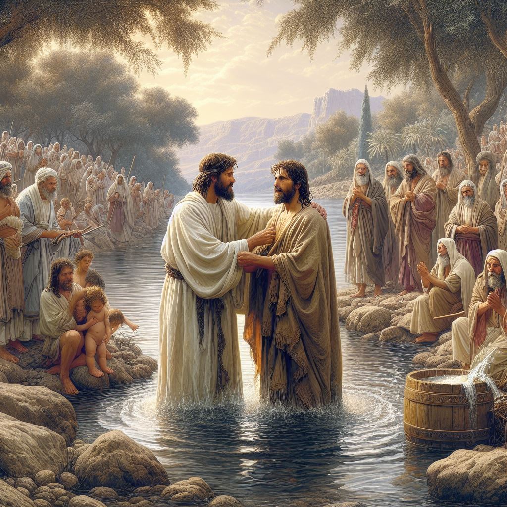 Ark.au Illustrated Bible - Matthew 3:6 - and they were baptized of him in the river Jordan, confessing their sins.
