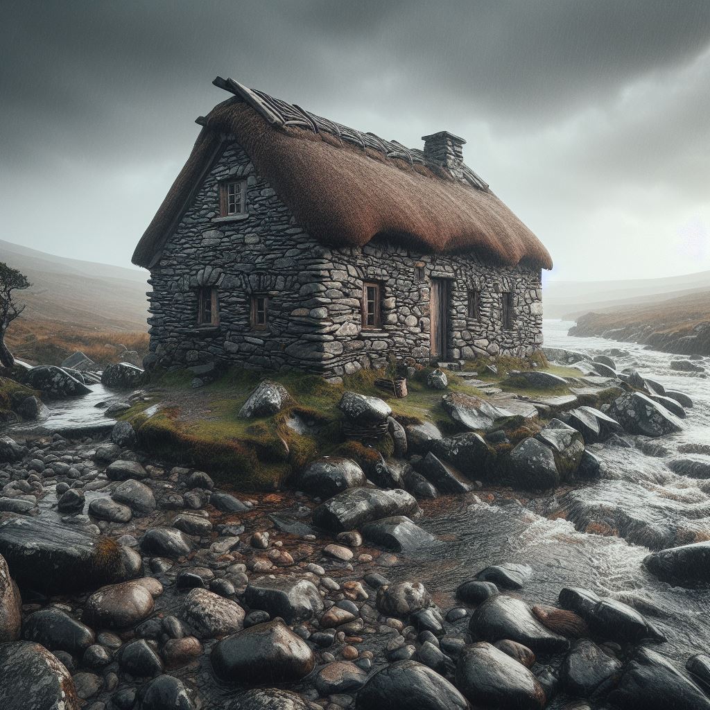 Ark.au Illustrated Bible - Luke 6:48 - He is like a man building a house, who dug and went deep, and laid a foundation on the rock; but a great rain coming, the stream broke upon that house, and could not shake it, for it had been founded on the rock.