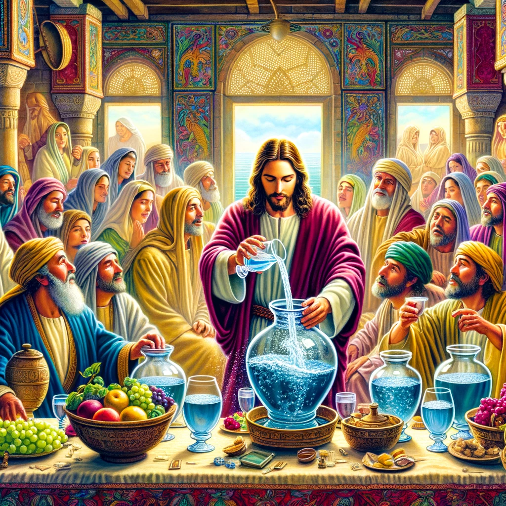 Ark.au Illustrated Bible - John 2:7 - Jesus saith unto them, Fill the waterpots with water. And they filled them up to the brim.