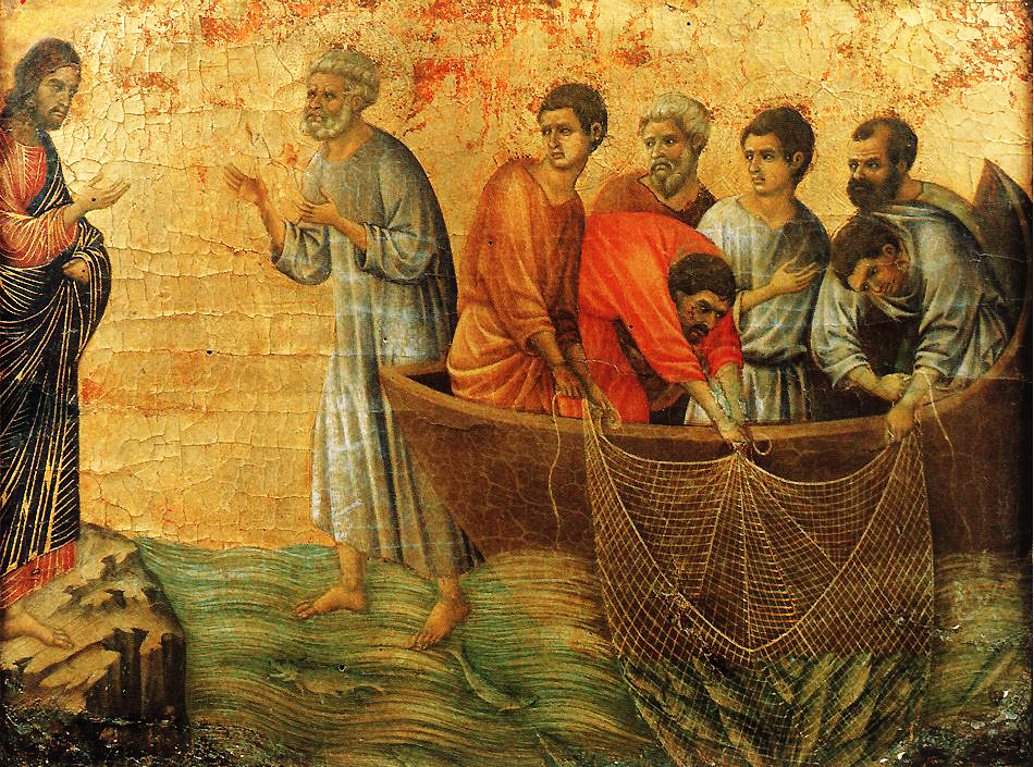 Ark.au Illustrated Bible - John 21:11 - So Peter went to the boat and came back pulling the net to land, full of great fish, a hundred and fifty-three; and though there was such a number the net was not broken.