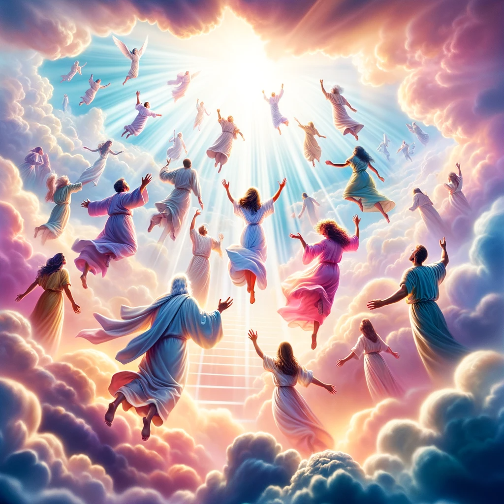 Ark.au Illustrated Bible - 1 Thessalonians 4:17 - then we who are living, who are remaining over, together with them shall be caught away in clouds to meet the Lord in air, and so always with the Lord we shall be;