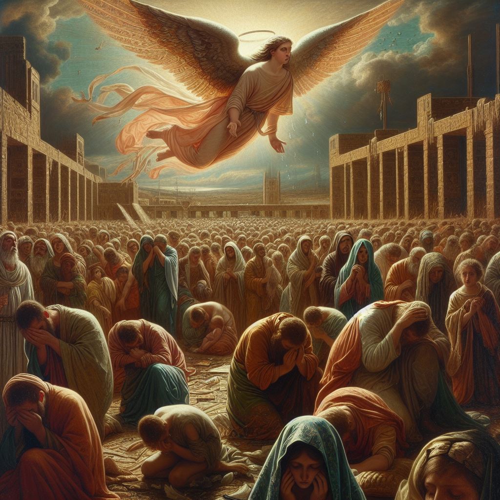 Ark.au Illustrated Bible - Judges 2:4 - And it came to pass, when the angel of the LORD spoke these words to all the children of Israel, that the people lifted up their voice, and wept.